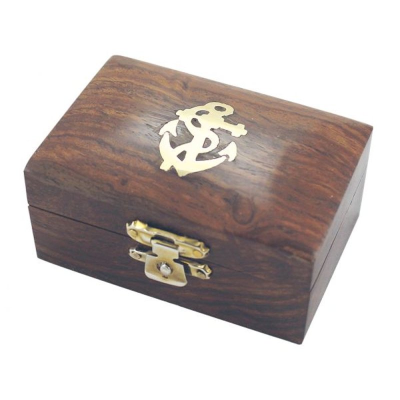 Maritime Holzbox mit Messingeinlage, Box aus edlem Sheesham Holz
