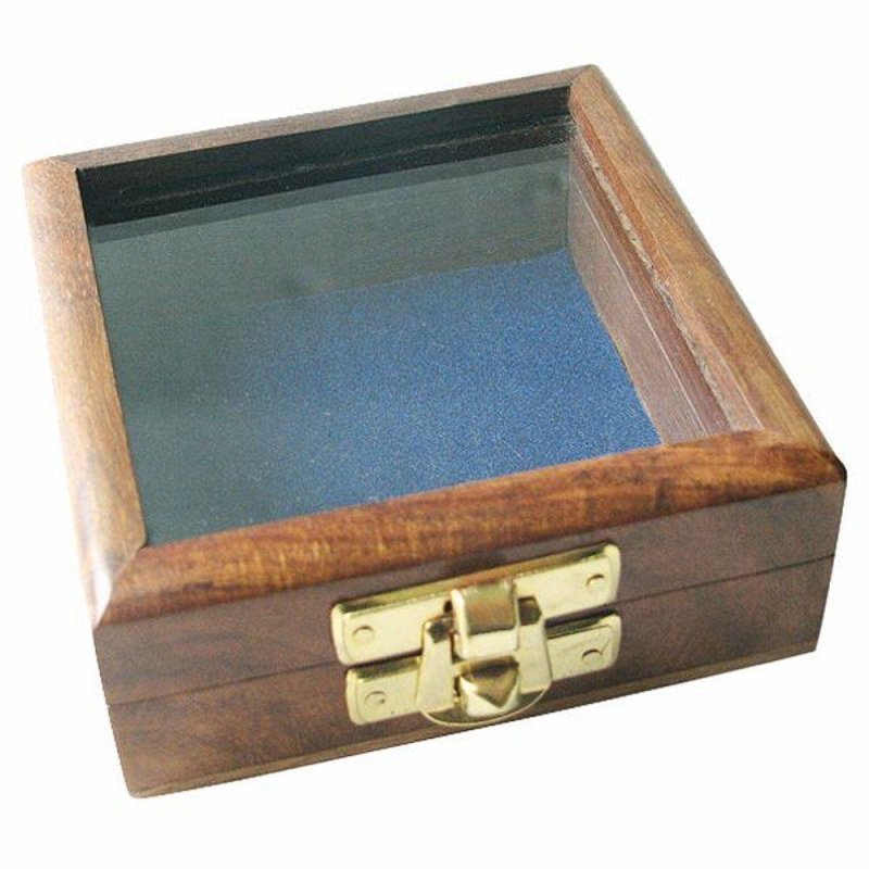 Kompass Box Maritime Holzbox mit Messing Schließe, Box mit Glasdeckel