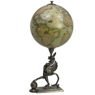 Barock Globus auf Messingstand als Fabelwesen, nach Gerhard Mercator