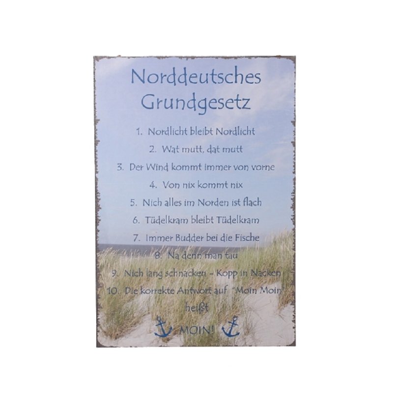 Blechschild, Norddeutsches Grundgesetz, Wandschild, Schild 32x22 cm