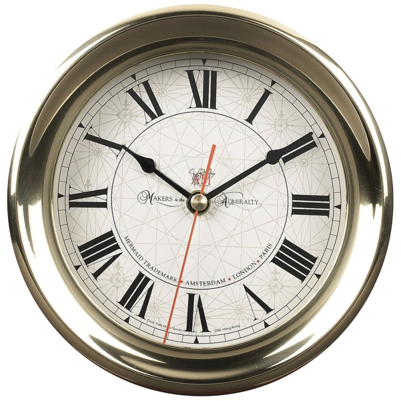 Maritime Uhr im verchromten Messing Gehäuse, Bootsuhr Quartz 11 cm
