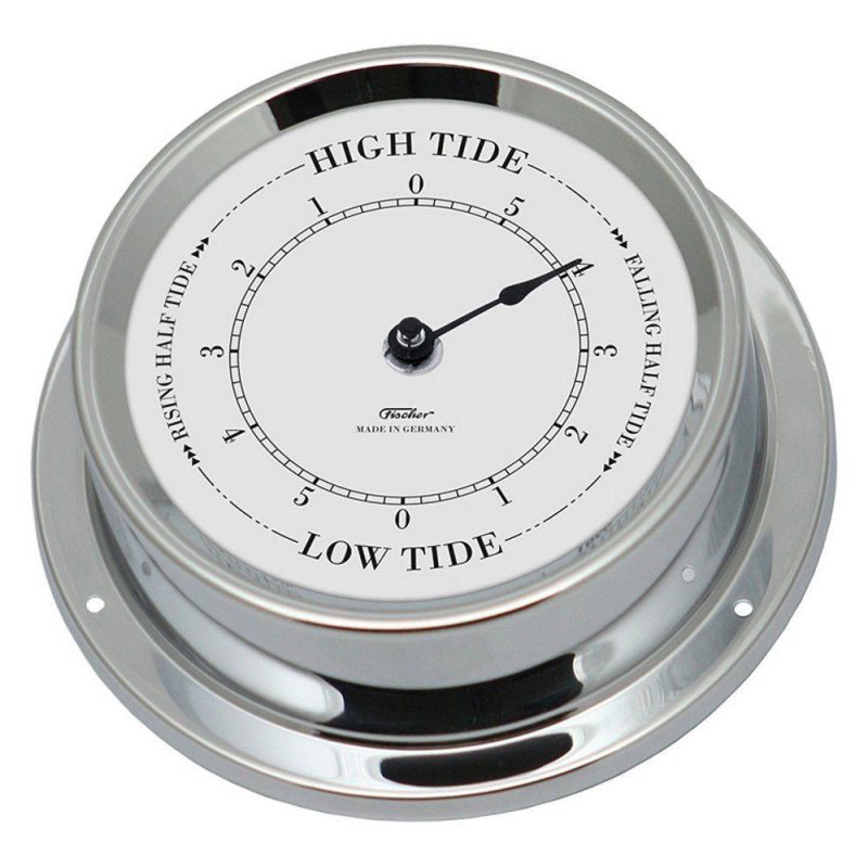 Maritime Tide Uhr, Gezeitenuhr im verchromten Messing Gehäuse 11 cm.