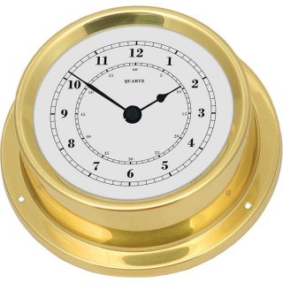 Maritime Uhr im poliertem Messing Gehäuse, Bootsuhr Quartz, Ø 11 cm