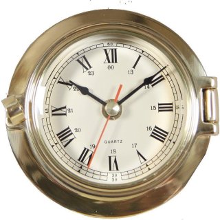 Maritime Wanduhr, Bullaugen Uhr, Kapitänsuhr aus Messing Ø 12 cm