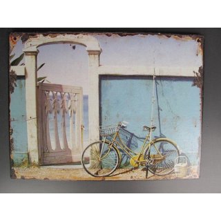 Blechschild, Reklameschild, Altes Fahrrad, Landhaus Wandschild 25x33 cm