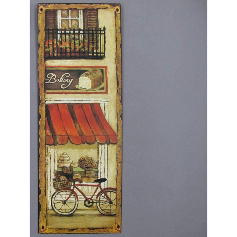 Blechschild, Reklameschild, Bakery mit Fahrrad, Gastro Wandschild 35x13 cm