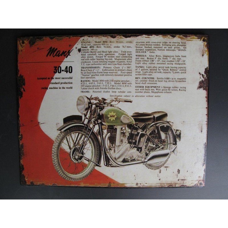Blechschild, Reklameschild, Motor Many, Motorrad Wandschild 20x25 cm
