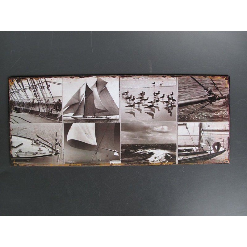 Blechschild, Reklameschild, Segelschiff Aufnahmen, Maritimes Wandschild 20x50 cm