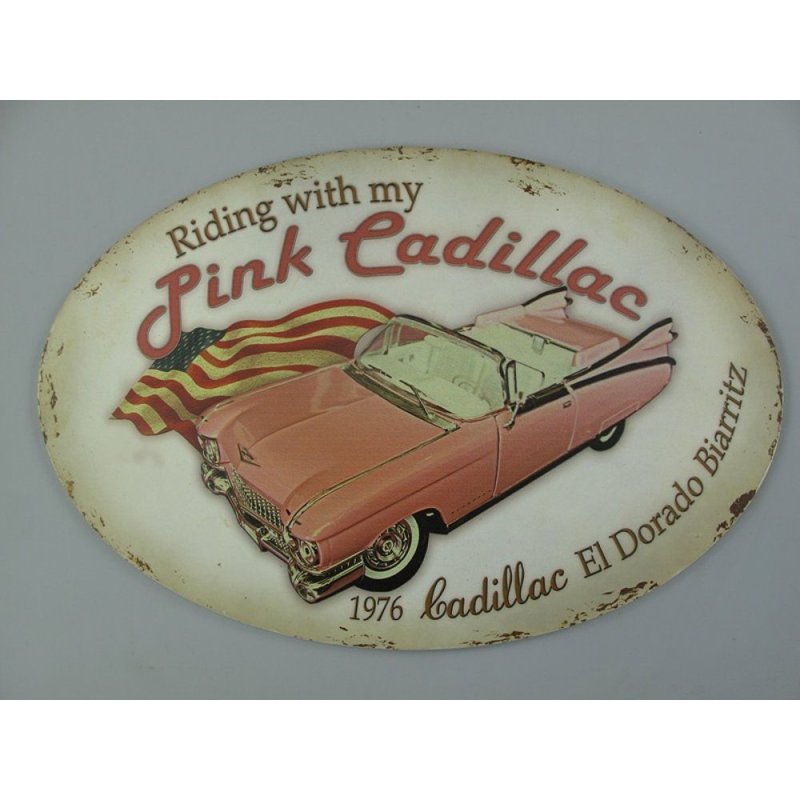 Blechschild, Reklameschild Pink Cadillac El Dorado Biarritz Wandschild 33x50 cm