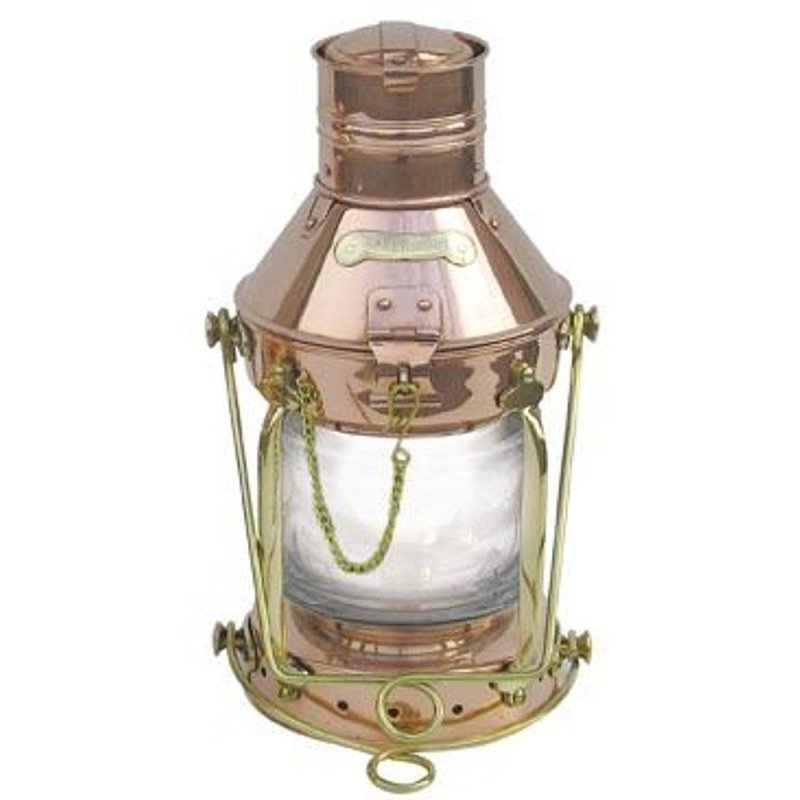 Ankerlaterne Bicolor, Elektro Lampe, Schiffslaterne, Kupfer und Messing 32 cm