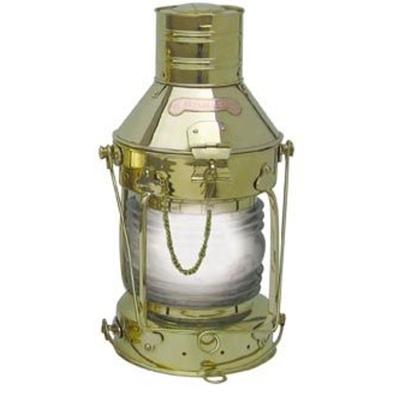 Große Ankerlaterne, Elektro Lampe, XXL Schiffslaterne Messing poliert 48 cm