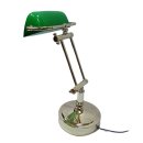 Bankerlampe, Tischlampe, Art Deko Schreibtisch-Lampe, Messing, Glasschirm Grün