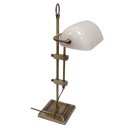Bankerlampe, Büro Lampe, Altmessing Schreibtischlampe mit Opalglas Schirm