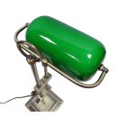 Bankerlampe, Büro Lampe, Altmessing Schreibtischlampe mit grünem Glas Schirm