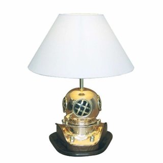 Tischlampe, Tischleuchte mit Taucherhelm, Maritime Schirm Lampe