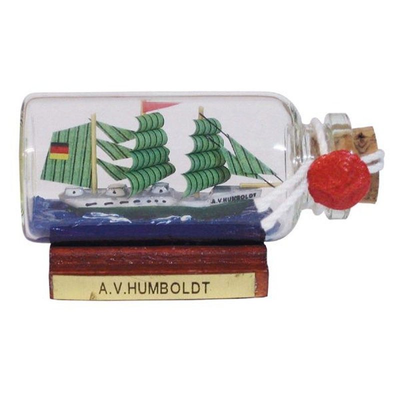 Buddelschiff, Mini Flaschenschiff Alexander v. Humboldt, Segelschiff Flasche