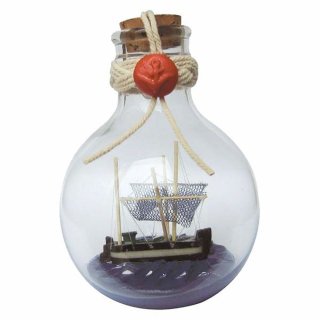 Buddelschiff "Krabbenkutter", im Ballonglas, Kugelflasche, Ballon Flaschenschiff