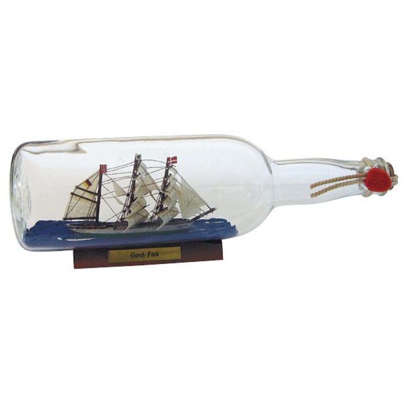 Buddelschiff, Flaschenschiff Gorch Fock  in der Rum Flasche 29 cm