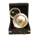Tisch Kompass mit Lupe, Schwerer Maritimer Kartenlese Kompass in Holzbox