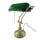 Schwere Banker Lampe, Schreibtischlampe, Luxus Tisch-Lampe, Messing, Glas Schirm
