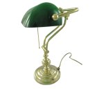 Schwere Banker Lampe, Schreibtischlampe, Luxus Tisch-Lampe, Messing, Glas Schirm