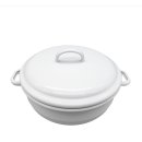 Bauernschüssel, Suppenschüssel aus Emaille mit Deckel Weiß, 16 cm