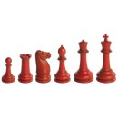 G630: Klassische Staunton Schachfiguren, Rot und Beige, nach Howard Staunton