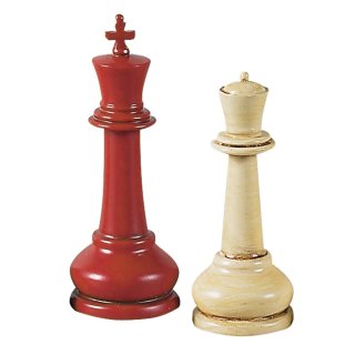 Große Turnier Schachfiguren, Rot und Beige, nach Howard Staunton