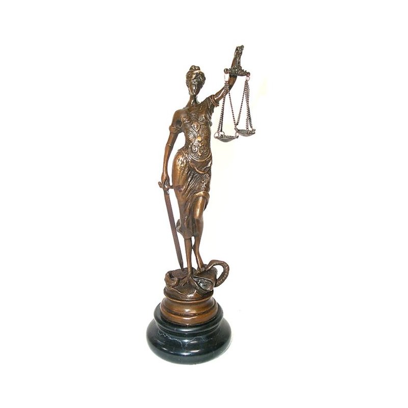Bronzefigur, Bronze Skulptur Justitia, Justizia Göttin der Gerechtigkeit 24 cm