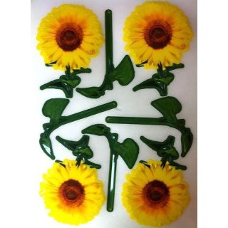 Drei Bogen Wanddeko a 4 Sonnenblumen, Fliesenbilder, Wandsticker aus Kunststoff