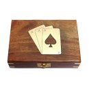 Maritime Kartenbox, Spielkarten Box aus Edelholz mit Messing Intarsien