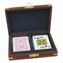 Spielkarten Doppel Box, Kartenbox im Maritim Stil aus Edelholz mit Kartenspiel
