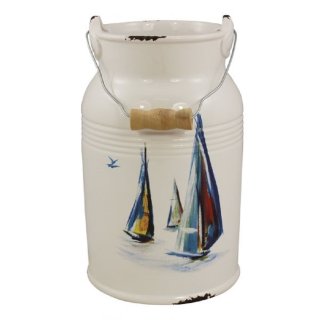 Milchkanne, Henkelkanne, Deko Wasser-Kanne im Marinestil mit Segelbooten