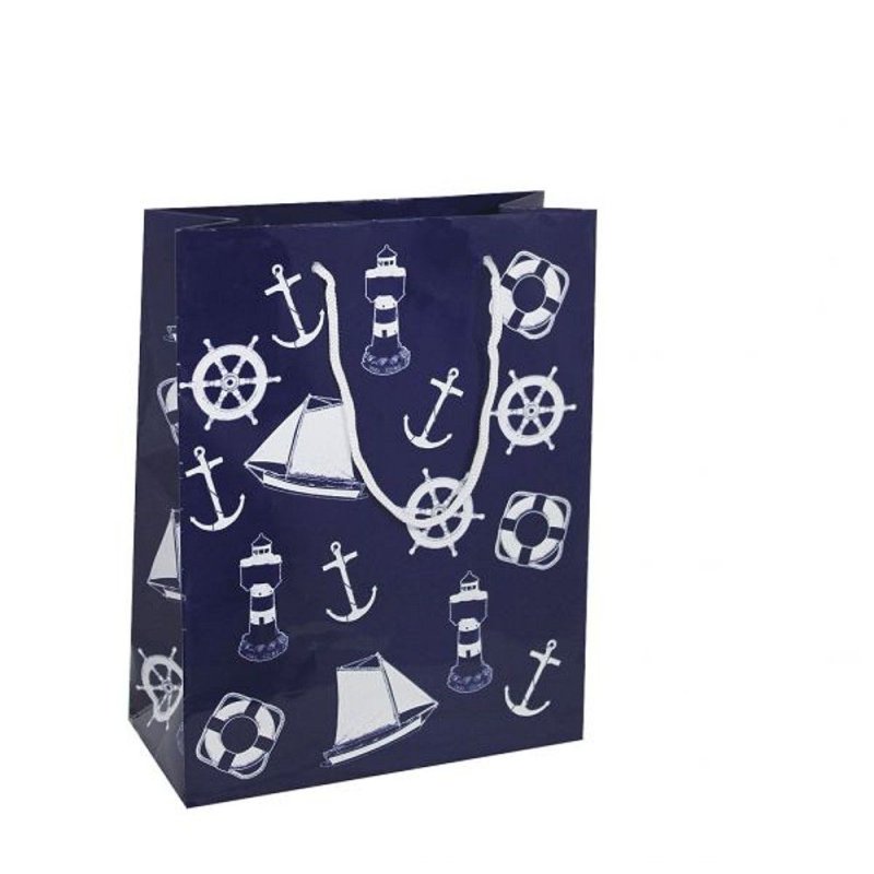 10 Geschenktüten, Maritime Papiertüten, Papier Tüten, Tragetaschen 18x23x8cm