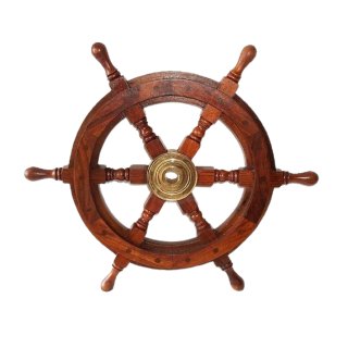 Steuerrad, Schiffssteuerrad handgefertigt aus Holz mit Messingnabe Ø 46 cm
