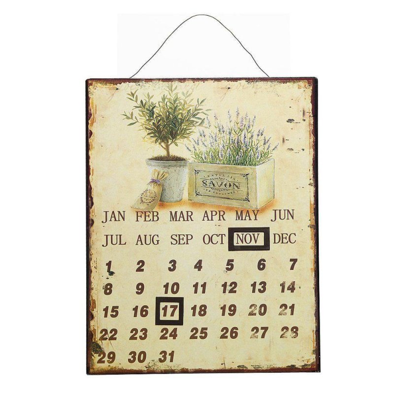 Magnetkalender mit Lavendel, Blechschild Gartenkalender, Kalender, Dauerkalender