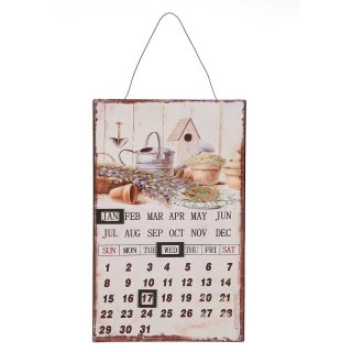 Magnetkalender mit Gartenmotiven, Blechschild, Landhaus Garten Kalender