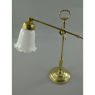 Tischlampe, Schreibtisch-Lampe, Arbeitsleuchte mit milchig weißem Glas Schirm