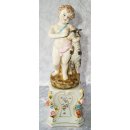 Porzellan-Figur, Putte mit Ziegenbock, Porzellanskulptur im Barock Stil 26 cm