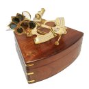 Sextant, Großer Spiegelsextant, Messing Marinesextant & Holzbox
