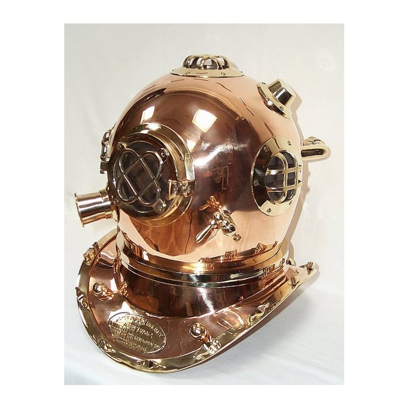 Taucherhelm Mark V Navy Diving Helmet 1897 Messing/Kupfer brüniert Replika 