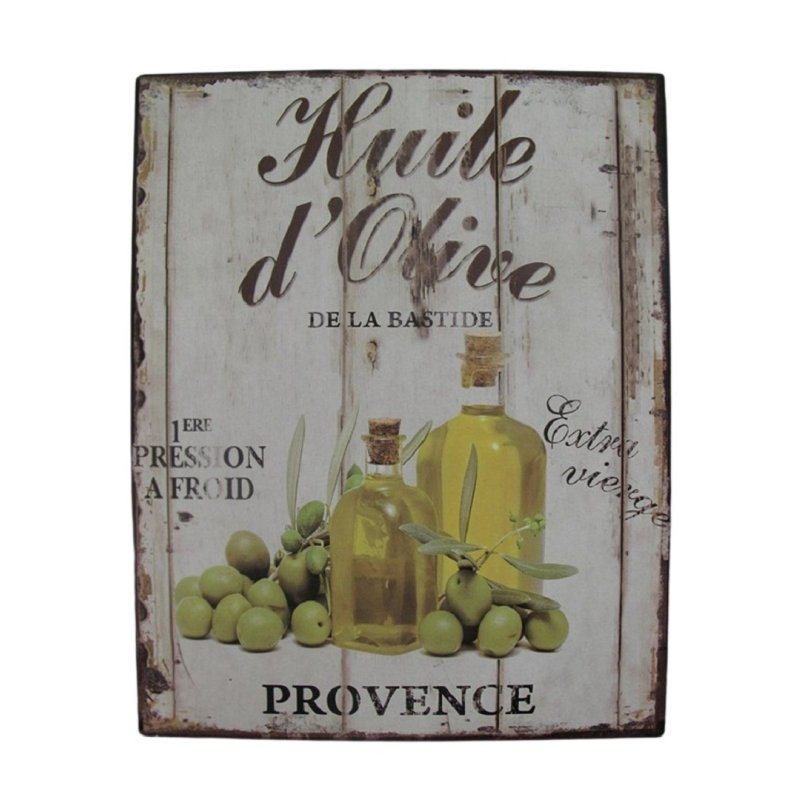 Blechschild, Reklameschild Huile d Olive, Feinstes Olivenöl, Wandschild 25x20