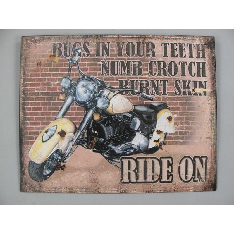 Blechschild, Reklameschild Motorbike Ride On, US Motorrad Wandschild 20x25 cm