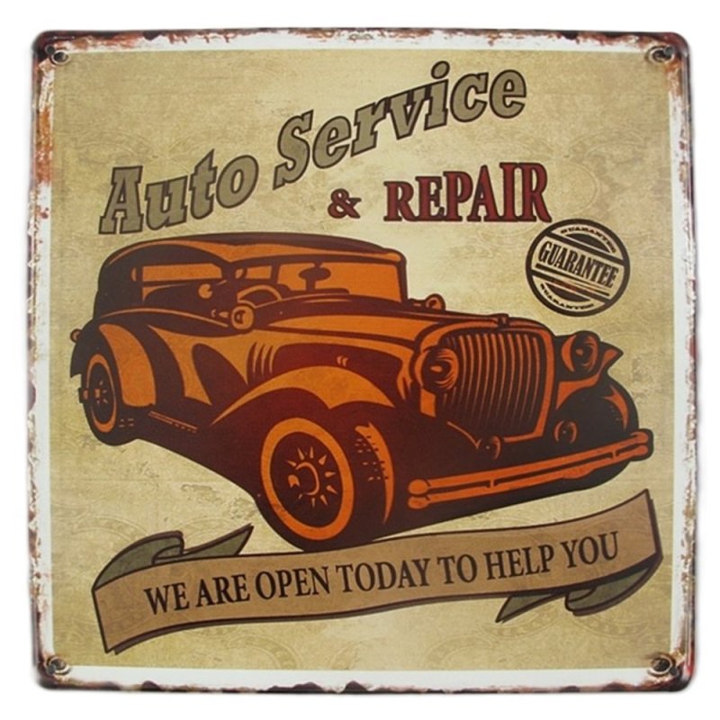 Blechschild, Reklameschild Auto Service & Repair, Auto Wandschild 30x30 cm