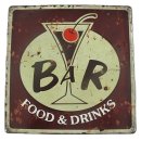 Blechschild, Reklameschild Bar Food & Drinks, Kneipen...