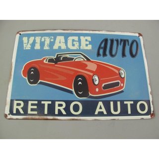 Blechschild, Reklameschild Vitage Retro Auto, Werkstatt Wandschild 20x30 cm