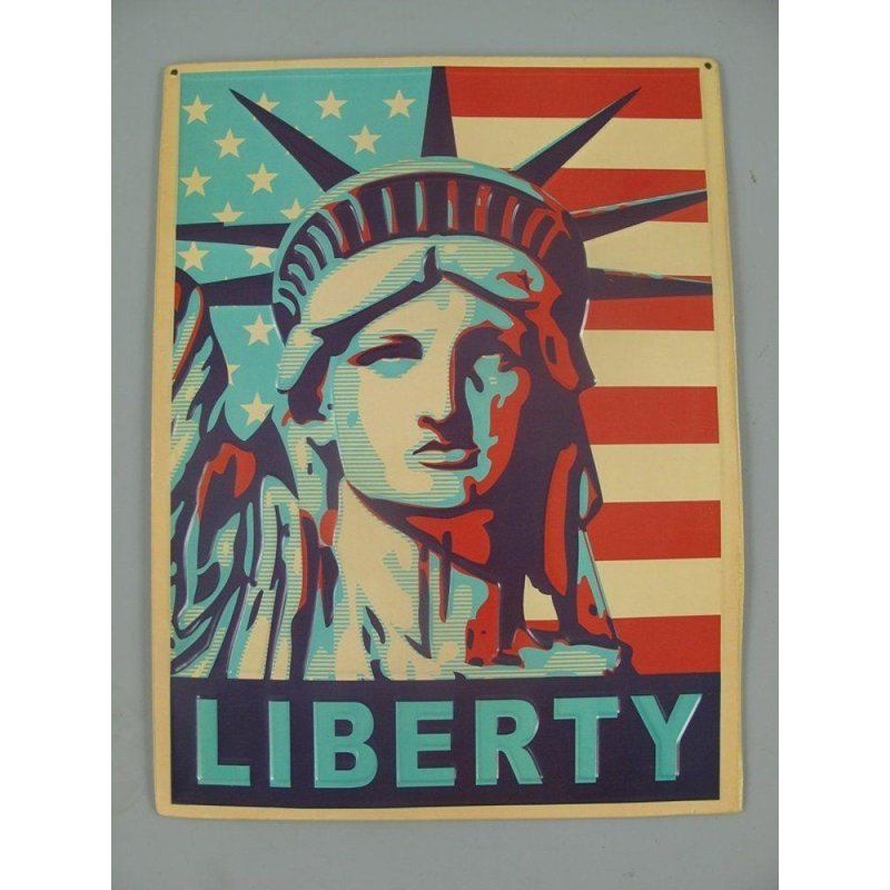 Blechschild, Reklameschild Liberty, Freiheitsstatue, Kneipen Wandschild 40x30