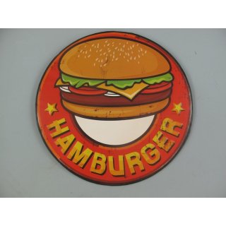 Blechschild, Reklameschild Hamburger, Burger,  Kneipen Wandschild 30 cm