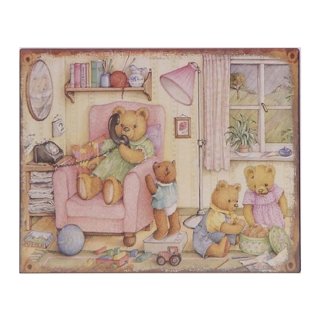 Blechschild Teddybären Familie, Knuddelbären, Kinderzimmer Wandschild 20x25 cm