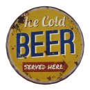 Blechschild, Reklameschild, Ice Cold Beer, Sinnspruch Wandschild 33 cm